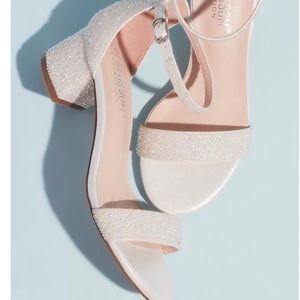 White sparkly pearl low heel shoe